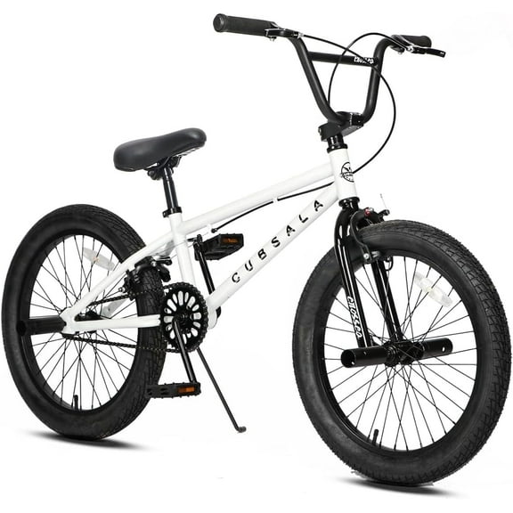 cubsala 20 in Kids BMX Bike Freestylefor Age 6-14 Years Old Boys Girls with 4 Pegs,White
