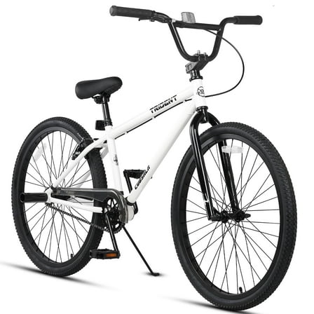 cubsala 24 Inch BMX Race Bike Trident Bicycles Beginner-Level to Advanced Riders with 2 Pegs Trick Cycling and Professional Riding, White