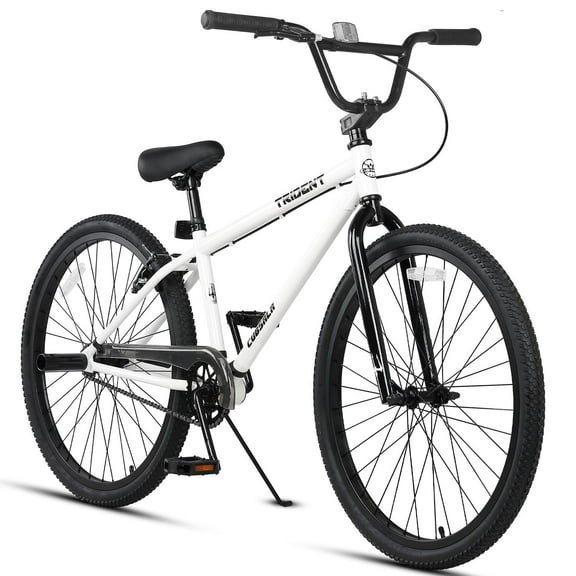 cubsala 24 Inch BMX Race Bike Trident Bicycles Beginner-Level to Advanced Riders with 2 Pegs Trick Cycling and Professional Riding, White