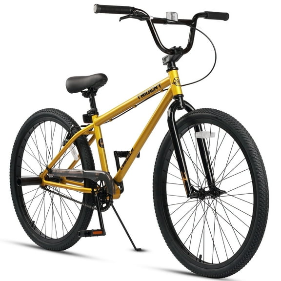cubsala 26 Inch BMX Race Bike Trident Bicycles Beginner-Level to Advanced Riders with 2 Pegs Trick Cycling and Professional BMX Riding, Gold