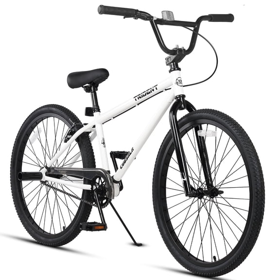 cubsala 26 Inch BMX Race Bike Trident Bicycles Beginner-Level to Advanced Riders with 2 Pegs Trick Cycling and Professional BMX Riding, White