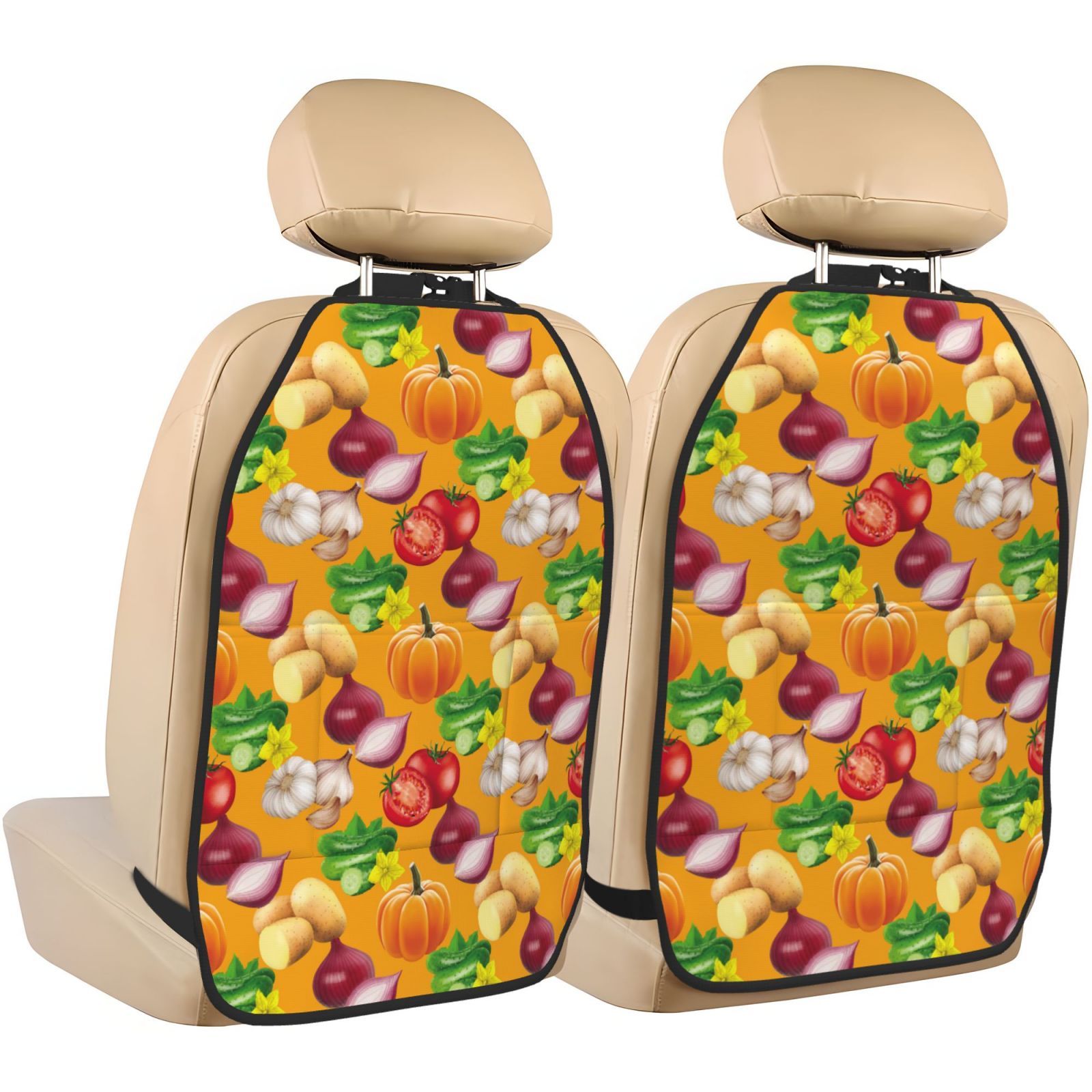 cucumber onion Potato Backseat Car Organizer, 2 Pack Kick Mats Back