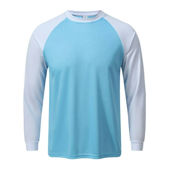 cui Clearance,Men's Color Blocking Oversized Outdoor T Shirts Breathable Hiking Long Sleeve T-Shirts Crew Neck Sports Fashion Tops Light Blue L
