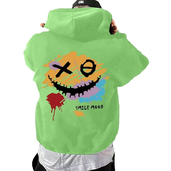 cui Clearance,Men's Graphic Printed Oversized Hoodies Loose Fit Long Sleeve Hooded Sweatshirt Black Casual Fashion Pullover Green L