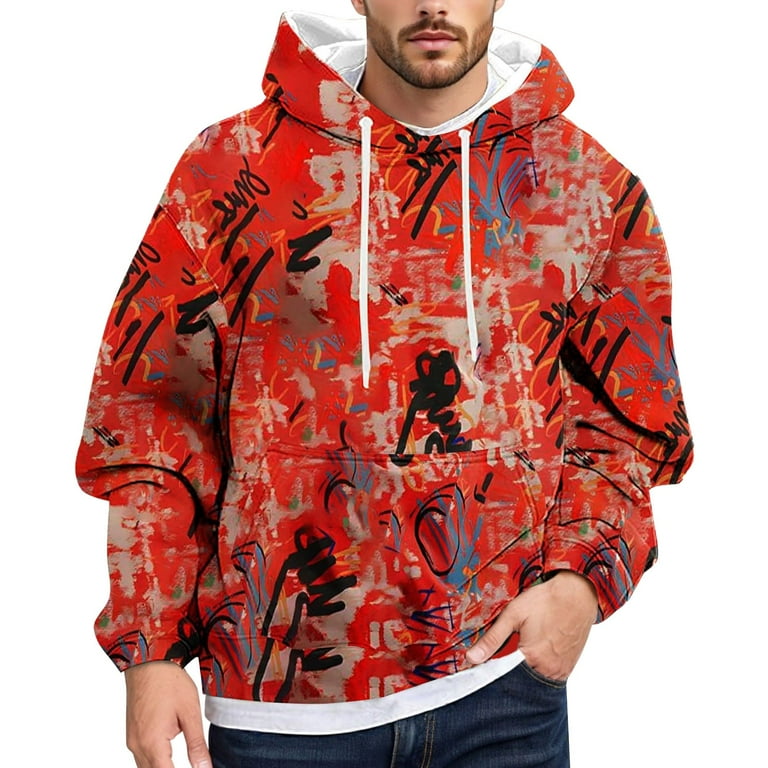 cui Clearance,Men's Tie Dye Oversized Hoodies Drawstring Long