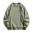 thumbnail image 1 of cui,Men's Solid Color Oversized T Shirts Long Sleeve Stylish Casual Tee Shirts Crew Neck Loose Fit Tops with Pocket Green L, 1 of 4