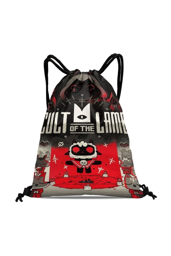 cult of the lamb Drawstring Backpack Bag Party Favors Goodies Merch Gym Waterproof Swimming Beach Fans