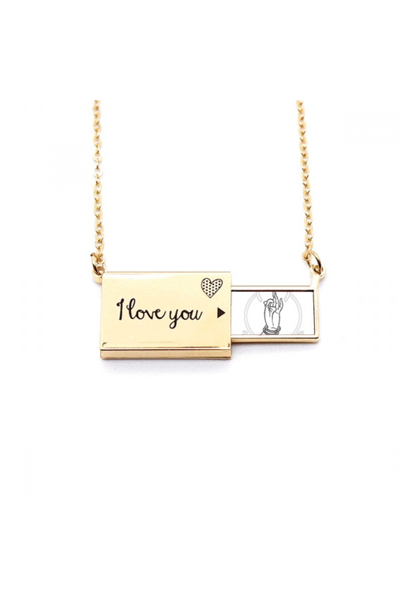 culture hand lotus simple pattern letter envelope necklace pendant jewelry