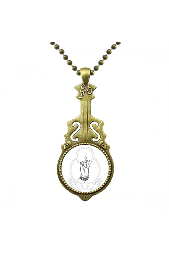 culture hand lotus simple pattern necklace antique guitar jewelry music pendant