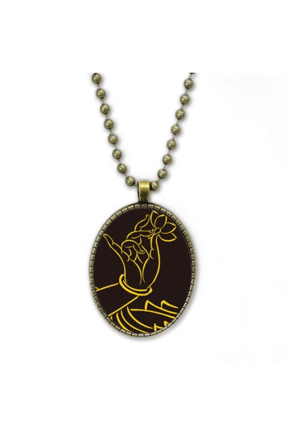 culture hand lotus simple pattern necklace vintage chain bead pendant jewelry collection