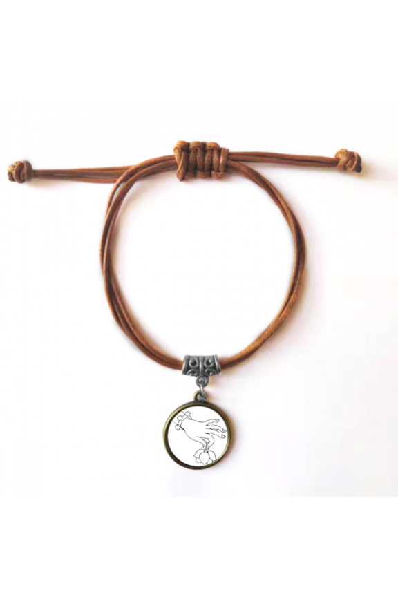 culture lotus line drawing bracelet leather hide wristband brown jewelry