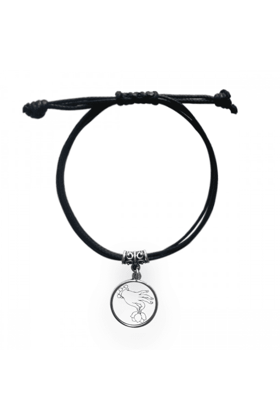 culture lotus line drawing bracelet leather wristband black jewelry
