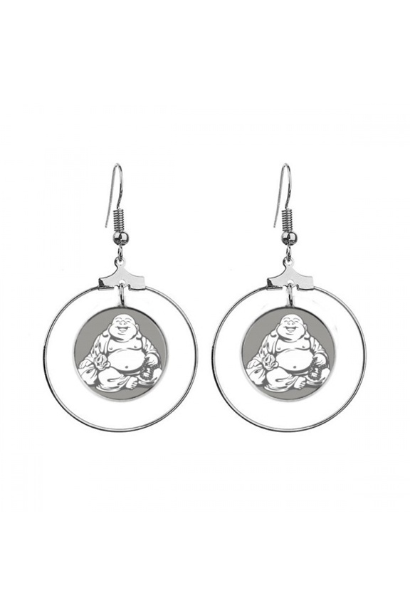 culture maitreya line drawing pattern earrings dangle hoop jewelry drop circle