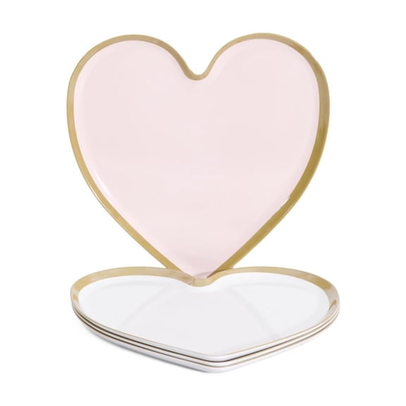 cupcakes and cashmere Valentine's Day Melamine Appetizer Plates Pink with Gold Trim, Set of 4