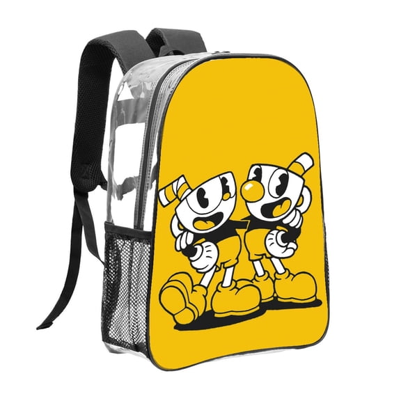cuphead Pattern Transparent Backpack Lightweight And fashionable Showcasing Personality And Leading The Trend