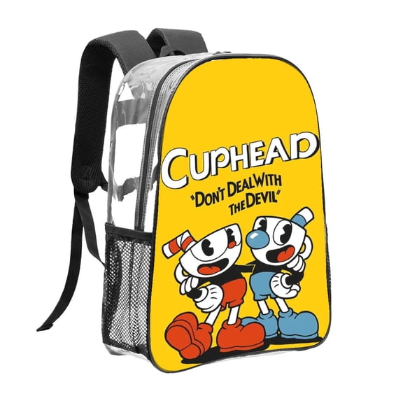 cuphead Pattern Transparent Backpack Lightweight And fashionable Showcasing Personality And Leading The Trend