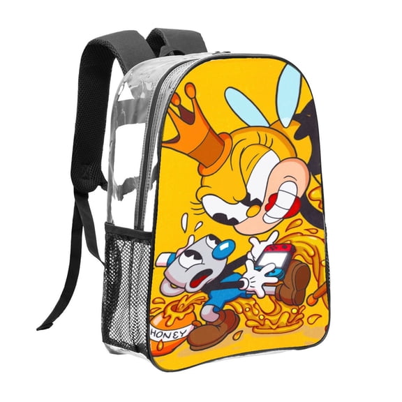 cuphead Pattern Transparent Backpack Lightweight And fashionable Showcasing Personality And Leading The Trend