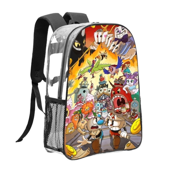 cuphead Pattern Transparent Backpack Lightweight And fashionable Showcasing Personality And Leading The Trend