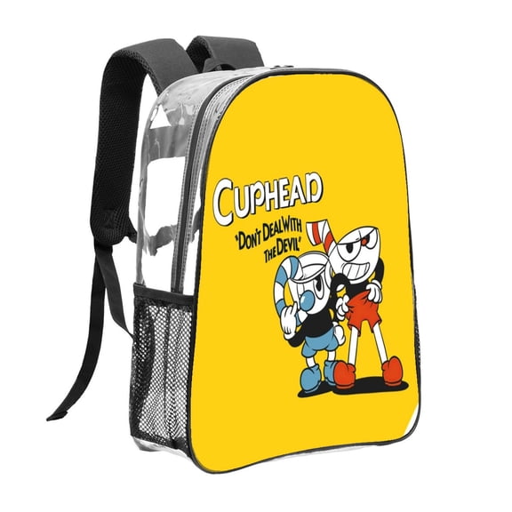 cuphead Pattern Transparent Backpack Lightweight And fashionable Showcasing Personality And Leading The Trend
