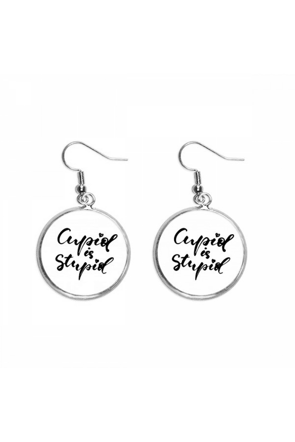 cupid is quote style ear dangle silver drop ear jewelry woman