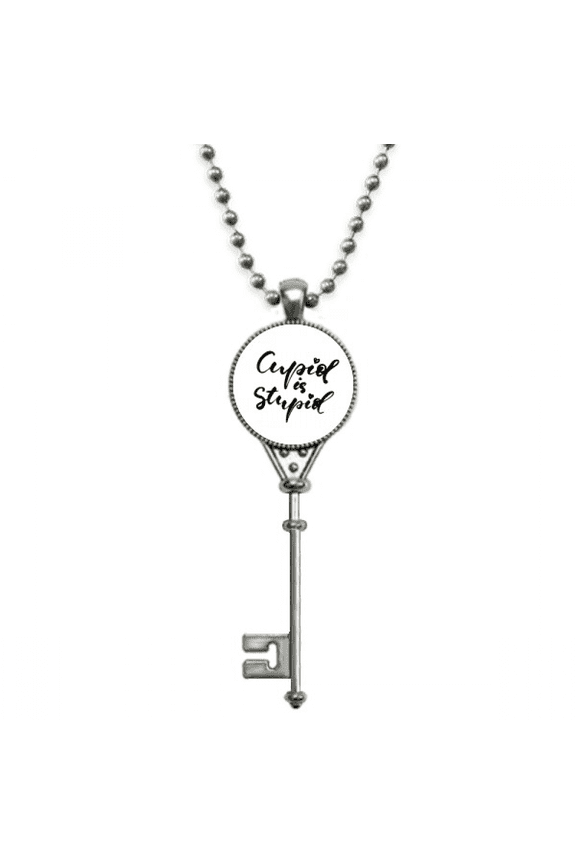 cupid is quote style pendant vintage necklsilver key jewelry