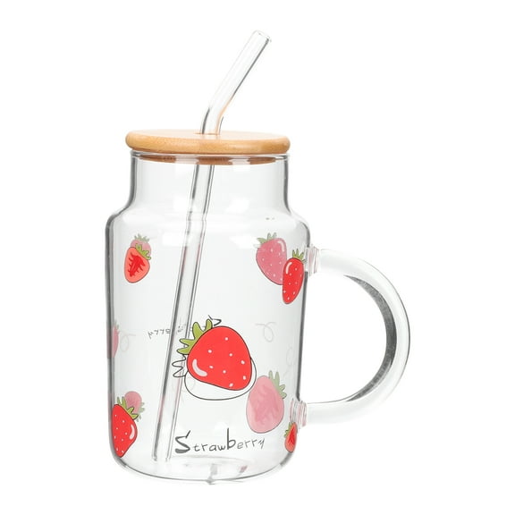 RENACLIPY Portable Transparent Glass Cup with Leak- Lid and Straw for Home, Office, Travel, and Outdoor Use