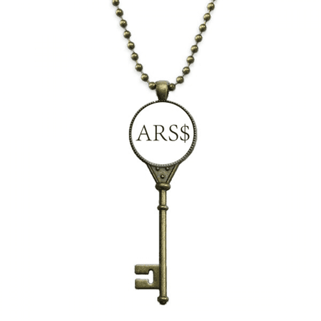 currency symbol argentine peso key necklace pendant tray embellished chain