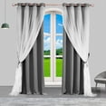 thumbnail image 1 of Dark Gray Blackout Curtains with Sheer Overlay Mix and Match Double Layer Thermal Insulated Window Panels 84 inch Drapes Grommet Top 52"Wx84"L, 1 of 6