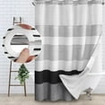 thumbnail image 1 of No Hook Shower Curtain with Snap in Liner Set Cotton and Linen Blend Shower Curtain for Bathroom Boho Farmhouse Black Striped 75" L x 72" W, 1 of 6