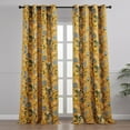 thumbnail image 1 of JJCOITR Mustard Yellow Vintage Curtains Drapes Grommet Luxury Whimsical Floral Lemon Hummingbird Mid Century Colorful Blackout Drapes for Living Room Bedroom,1 Panels, 52"x84", 1 of 10
