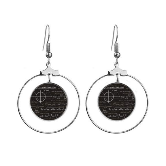 curve graphs mathematical formula calculations earrings dangle hoop jewelry drop circle