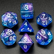 cusdie 7-Die Acrylic Dice DND, Polyhedral Dice Set with Glitters for Role Playing Game Dungeons and Dragons D&D Dice MTG Pathfinder
