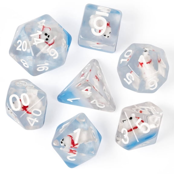 cusdie 7-Die DND Dice, Polyhedral Dice Set Filled with Polar Bear for Role Playing Game Dungeons and Dragons D&D Dice MTG Pathfinder