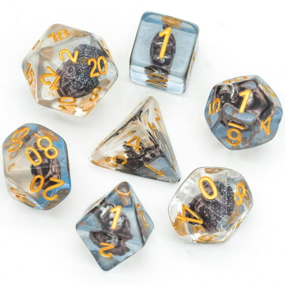cusdie 7-Die DND Dice, Polyhedral Dice Set Filled with Sailboat, for Role Playing Game Dungeons and Dragons D&D Dice MTG Pathfinder