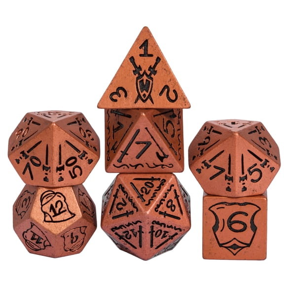 cusdie 7-Die Resin DND Dice, Shield&Sword Pattern Polyhedral Dice Set for Role Playing Game Dungeons and Dragons D&D Dice Pathfinder