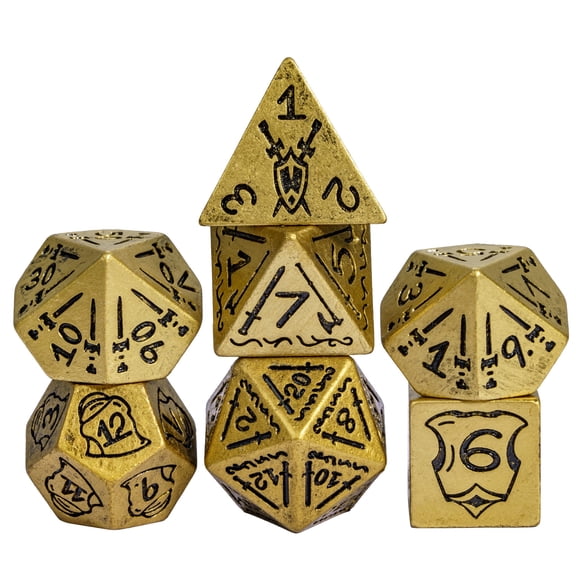 cusdie 7-Die Resin DND Dice, Shield&Sword Pattern Polyhedral Dice Set for Role Playing Game Dungeons and Dragons D&D Dice Pathfinder