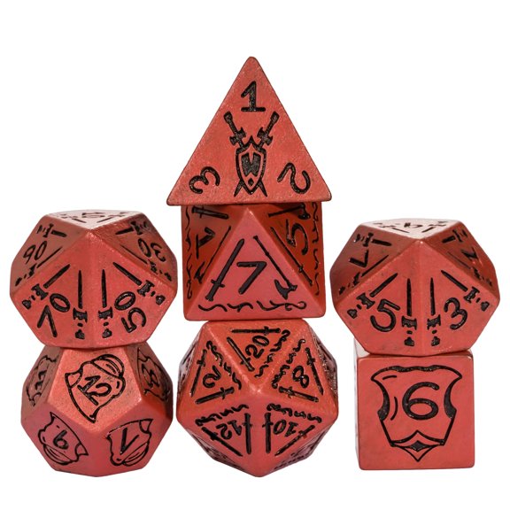 cusdie 7-Die Resin DND Dice, Shield&Sword Pattern Polyhedral Dice Set for Role Playing Game Dungeons and Dragons D&D Dice Pathfinder
