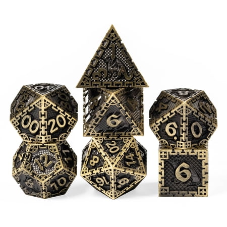 cusdie Dragon Scale Metal Dice Set for Dungeons and Dragons, RPG Games, 7 pcs
