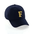 thumbnail image 1 of custom dad hat a-z initial raised letters classic baseball cap - navy hat with white gold letter, 1 of 4