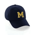 thumbnail image 1 of custom dad hat a-z initial raised letters classic baseball cap - navy hat with white gold letter, 1 of 4
