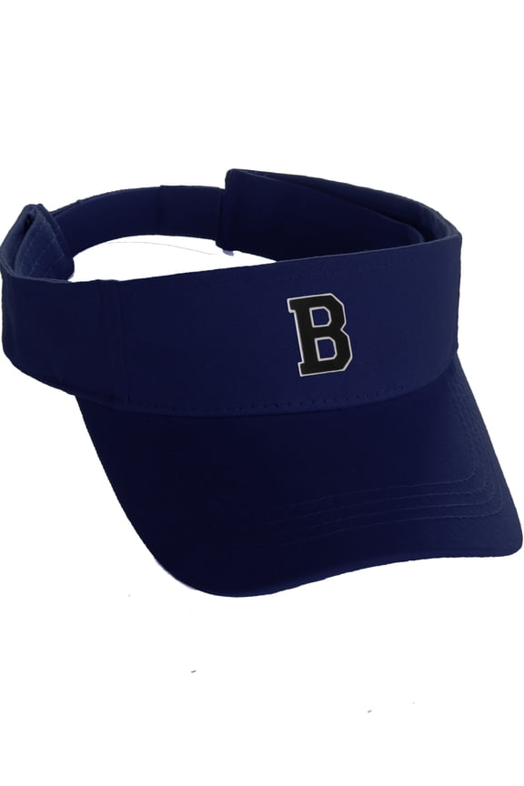 custom sport sun visor hat a-z initial 3d raised letters cap - navy visor wht blk letter
