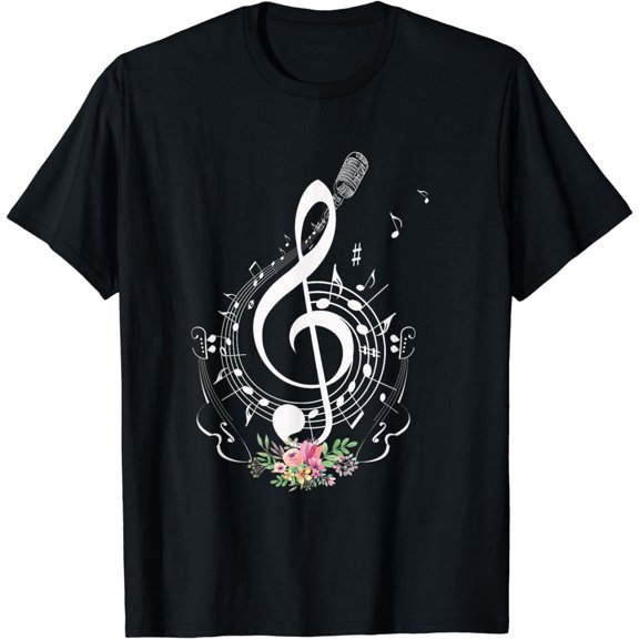 cut music notes clef teacher shirt,musical Notes and Flowers T-Shirt