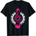 thumbnail image 1 of cut music teacher shirt with a Piano Keys, Notes and Flowers T-Shirt Black 2X-Large, 1 of 4
