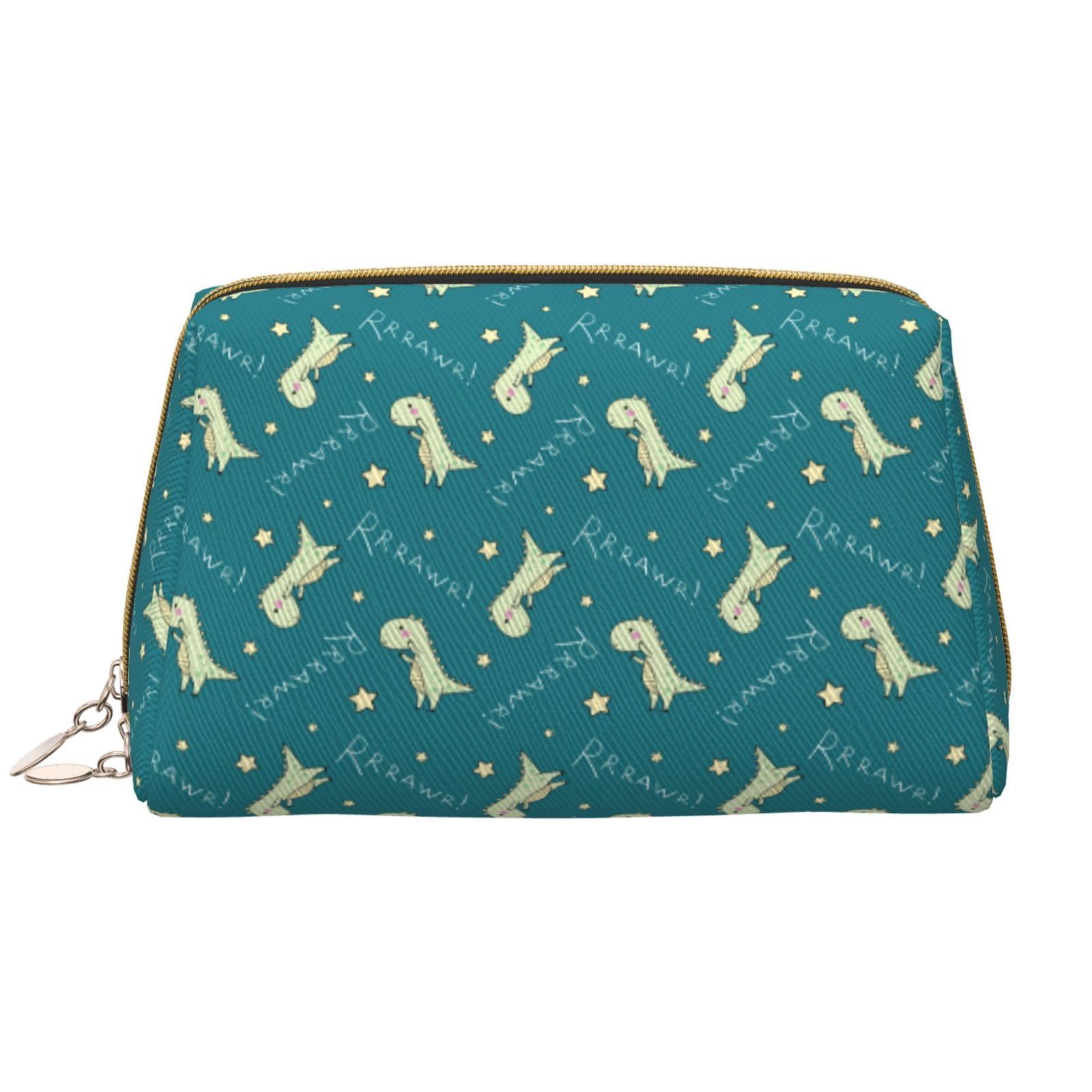 cute Dinosaur star Makeup Bag, Leather Waterproof Travel Toiletry