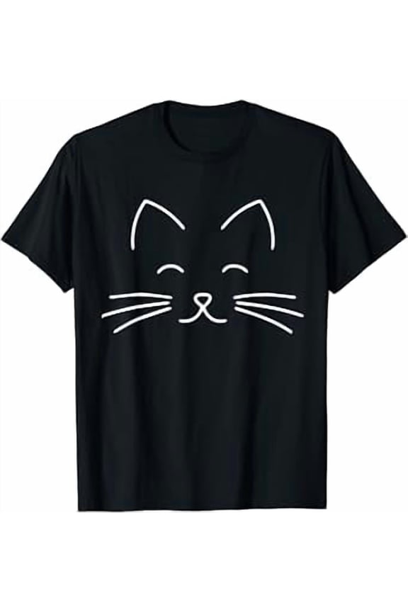 cute Distressed smiling Cat face, kitten whiskers mom, dad T-Shirt