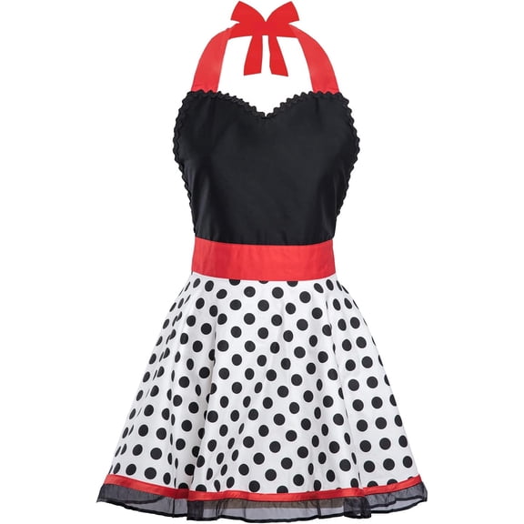 cute Retro Aprons for Women Girls Cooking Kitchen Cotton Sexy long-lasting Polka Dot Mother's Gifts