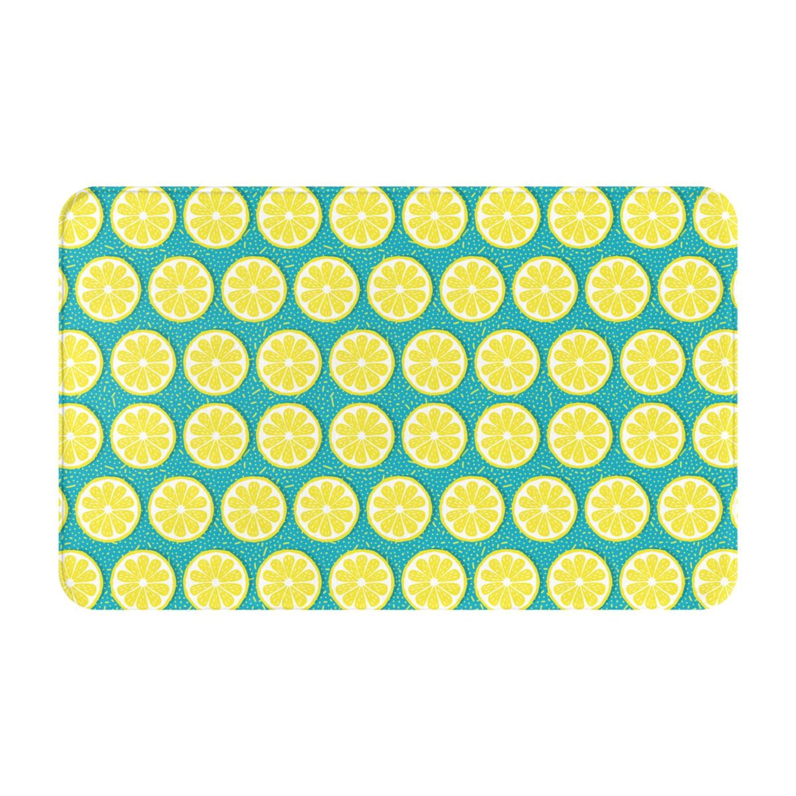 cute blue Lemon Front Door Mat, Indoor Mats for Bedroom Bathroom