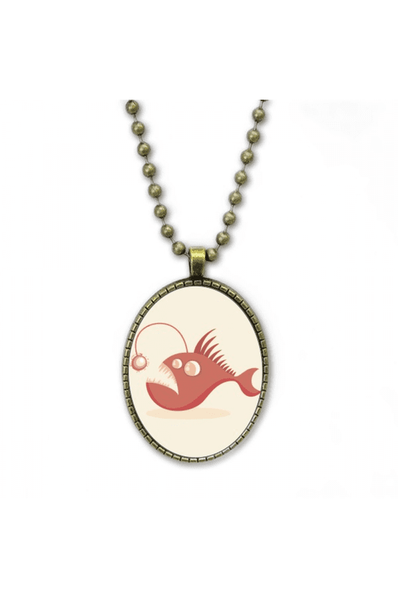 cute cartoon fish illustration necklace vintage chain bead pendant jewelry collection