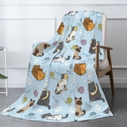 cute cats blue Blanket Throw Blanket for Bed Soft Cozy Fluffy Couch Blankets Fleece Blanket Throw Gifts for Girls Boys Kids pet 40x30