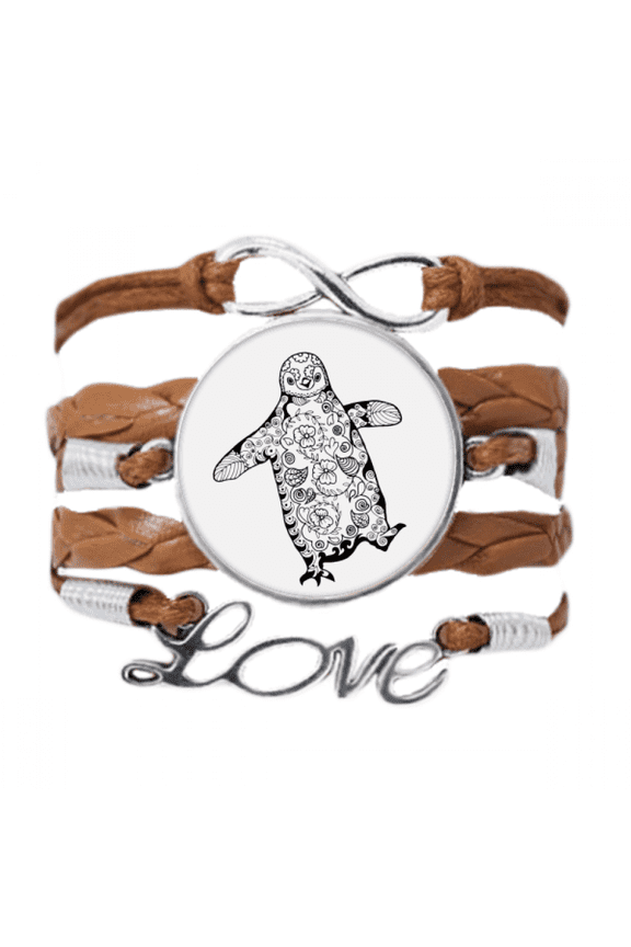 cute clumsy penguin animal portrait sketch bracelet love chain ornament wristband